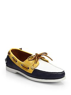 Ralph Lauren Tricolor Leather Boat Shoes   Blue