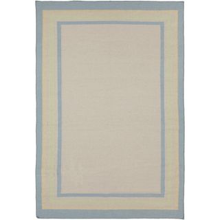 Hand woven Causal Froid Bordered Beige Wool Rug (8 X 11)