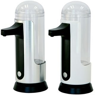 Itouchless 2 Piece Automatic Sensor Soap Dispenser Set, White/Silver
