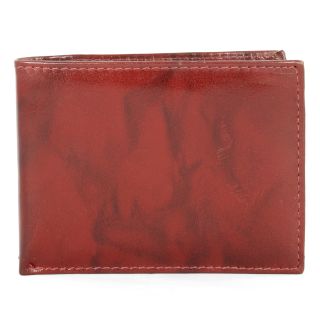 Yl Fashion Mens Red Leather Bi fold Wallet