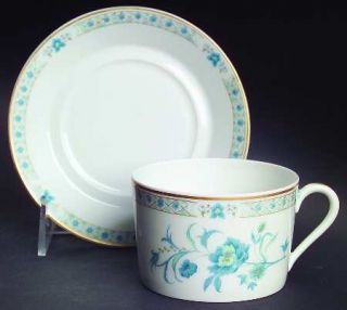 Haviland Marie Louise Flat Cup & Saucer Set, Fine China Dinnerware   Blue/Green/