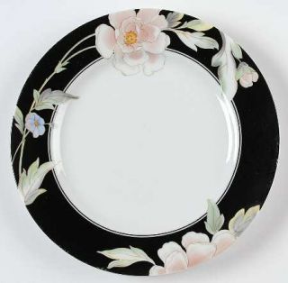 Fine China of Japan Black Magic Salad Plate, Fine China Dinnerware   Black Rim,
