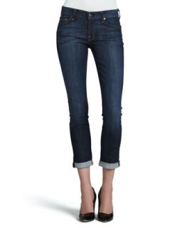 Womens Skinny Crop & Roll Jeans, Nouveau NY Dark   7 For All Mankind
