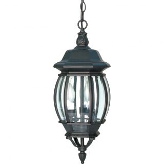 Central Park 3 Light Textured Black With Clear Beveled Panels Hanging Lantern