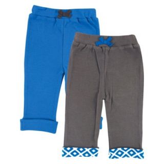 Yoga Sprout Newborn Boys 2 Pack Yoga Pants   Grey/Blue 3 6 M