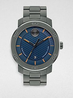 Movado Extra Large Bold Watch/Dark Blue & Orange   Stainless Steel Blue
