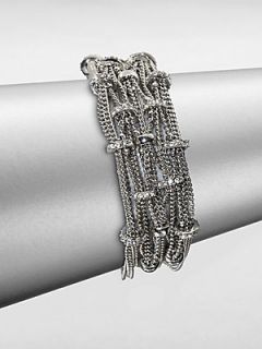 ABS by Allen Schwartz Jewelry Pavé Rondelle Link Chain Bracelet   Silver
