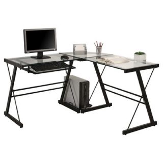 Home Loft Concept Corner Computer Desk WLK1081 Finish Black / Clear Glass