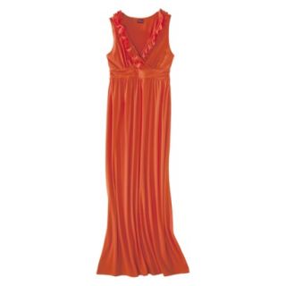 Merona Womens V Neck Ruffle Maxi Dress   Luau Orange   XL