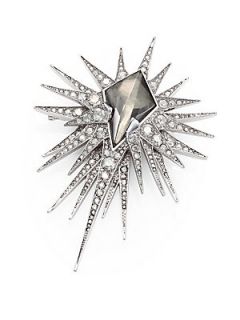Alexis Bittar Pyrite Doublet & Crystal Starburst Pin   Silver