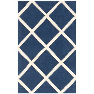 Safavieh Handmade Moroccan Chatham Dark Blue/ Ivory Geometric Wool Rug (3 X 5)