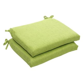 Pillow Perfect 18.5 x 16 Outdoor Textured Solid Seat Cushion   Set of 2 Green  