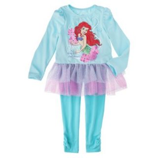 Disney Infant Toddler Girls 2 Piece Ariel Set   Aqua 18 M