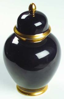 Fitz & Floyd Renaissance Black On White Medium Ginger Jar & Lid, Fine China Dinn