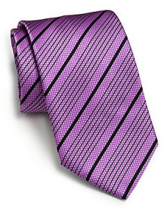 Brioni Diagonal Stripe Silk Tie   Purple