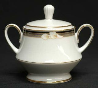 Noritake Ellington Sugar Bowl & Lid, Fine China Dinnerware   Commander,White Lil