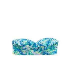 Mint Leaf Holly Longline Pushup Bikini Top, Womens 36 C