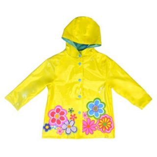 Raindrops Infant Toddler Girls Floral Raincoat   Yellow 3T
