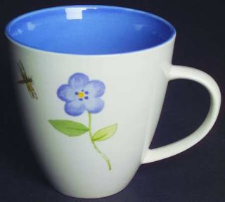 Pfaltzgraff Petals Mug, Fine China Dinnerware   Perennials,Blue Flowers,Insects