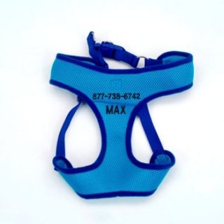 XX Small Personalized Two Tone Mesh Dog Harness in Blue, 14 16 Girth