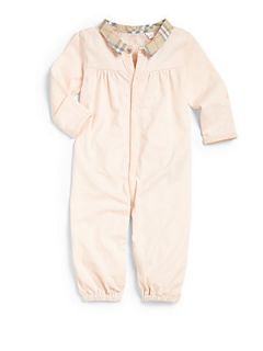 Burberry Infants Check Collar Coverall   Pink