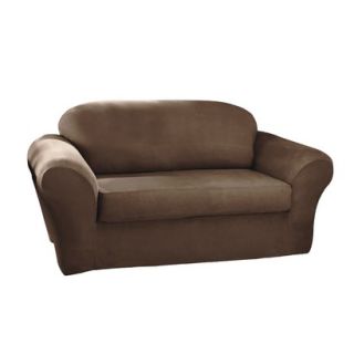 Sure Fit Stretch Suede Loveseat Slipcover   Chocolate