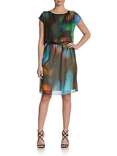 Kameyo Watercolor Print Blouson Dress  
