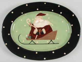 Sledding Santa 16 Oval Serving Platter, Fine China Dinnerware   Santa&Sleigh,Gr