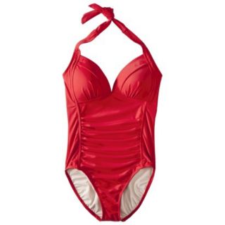 Merona Womens Halter 1 Piece Swimsuit  Red XS