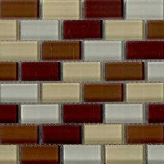 Lush 10.5x10.5 in. Stockholm Mosaic 1x2 in. Glass Tiles (pack Of 10) (GlassColors Almond/ dune/ black cherry/ chocolate brownInterior/ exteriorWet/ dryDimensions of tiles 1 inch high x 2 inches wide x 8mm deepDimensions of mesh backed sheets of tiles 1