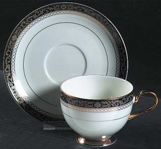 Mikasa Palatial Suite Footed Cup & Saucer Set, Fine China Dinnerware   Esquire,F