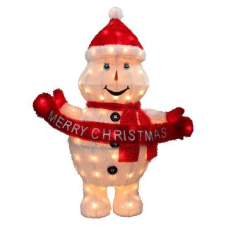 42 inch High Pre lit Clear Mini light Merry Christmas Snowman Decoration