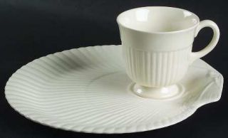 Wedgwood Nautilus Snack Plate & Cup Set, Fine China Dinnerware   Bone,All White,