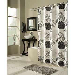 Summer Garden Shower Curtain, Black/White