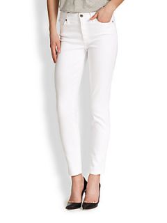 7 For All Mankind High Waisted Ankle Skinny Jeans   White Fashion