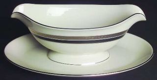 Pickard Nocturne Gravy Boat with Attached Underplate, Fine China Dinnerware   Cr