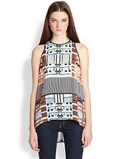 Clover Canyon Woven Metal Printed Crepe Top    Color
