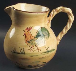 Home Rooster 96 Oz Pitcher, Fine China Dinnerware   Yellow,Rooster Center,Floral