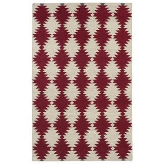 Flatweave Tribeca Red Wordly Wool Rug (9 X 12)