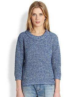 Burberry Brit Cropped Cotton/Wool Sweater   Lapis Blue