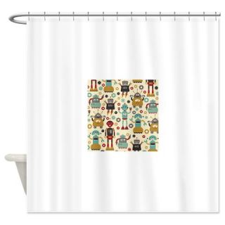  Retro Robots Shower Curtain  Use code FREECART at Checkout