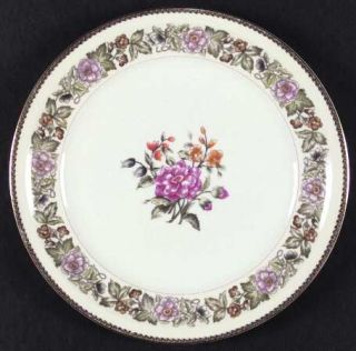 Meito Bouquet Dinner Plate, Fine China Dinnerware   Pink&Blue Floral Rim&Center,