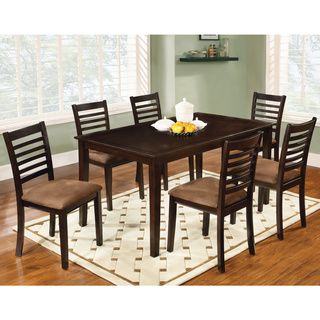 Furniture Of America Marvi 7 piece Espresso Urban Dining Set (Solid wood, veneer, microfiberFinish Espresso finishCasual dining with conservative simple modern appealTwo tones frame and cushion blends smoothly in symmetryLadder back dining chairsTable to