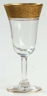 Tiffin Franciscan Rambler Rose Cordial Glass   Stem #14196, Optic, Gold Encruste