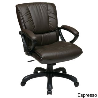 Office Star Products Work Smart Mid back Deluxe Coated Leather Executive Chair (Black, espresso, wine Weight capacity 250 lbs Dimensions 40.25 inches high x 25.5 inches wide x 30 inches deep Seat size 21 inches wide x 19.5 inches deep x 5 inches tall B
