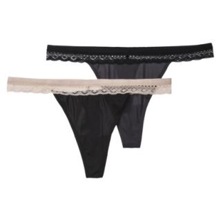 Gilligan & OMalley Womens 2 Pack Micro Lace Thong   Gray XS