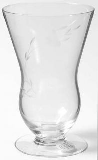 Princess House Crystal Heritage 12 Oz Footed Tumbler   Gray Cut Floral Design,Cl