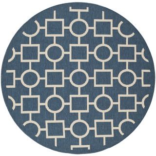 Safavieh Indoor/outdoor Courtyard Navy/beige Geometric patterned Rug (53 Round)