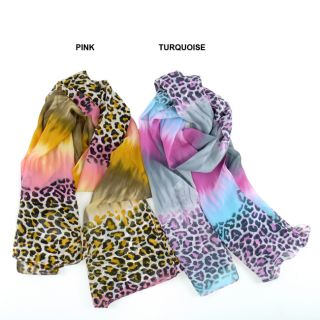 La77 Cheetah/tie dye Mixed Print Scarf