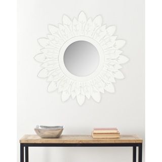 Safavieh Sunburt King White Mirror (White Materials MDF and glassFinish White Dimensions 30 inches high x 30 inches wide x 0.79 inches deepMirror Only Dimensions 12 inches diameterThis product will ship to you in 1 box.Furniture arrives fully assemble